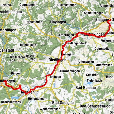 Donauradweg von Donaueschingen bis Regensburg Etappe 2