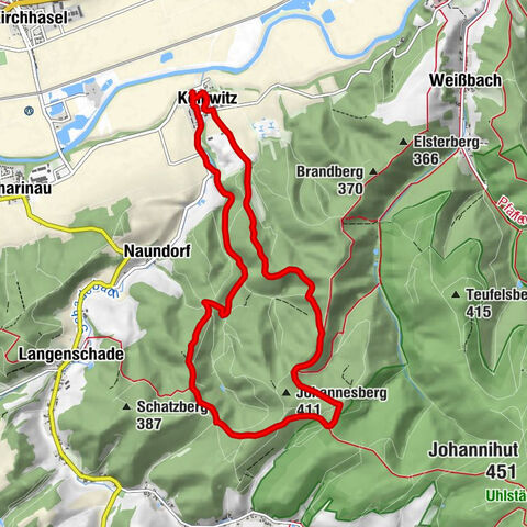 Circular hike - "Round route 3" - start and finish country hotel Edelhof Kolkwitz - Thuringia