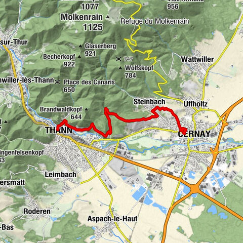 Mountain bike route: The vineyard between Cernay and Thann