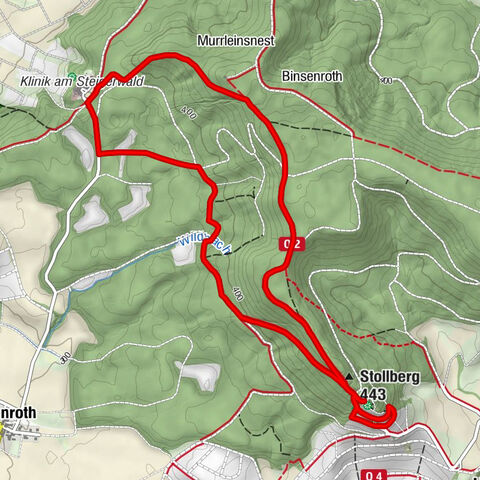 Oberschwarzach - Gasthaus Stollburg - Stollberg - Stollbergerforst