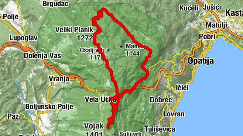Učka-Gebirge: Vojnak und Planik-Gipfel