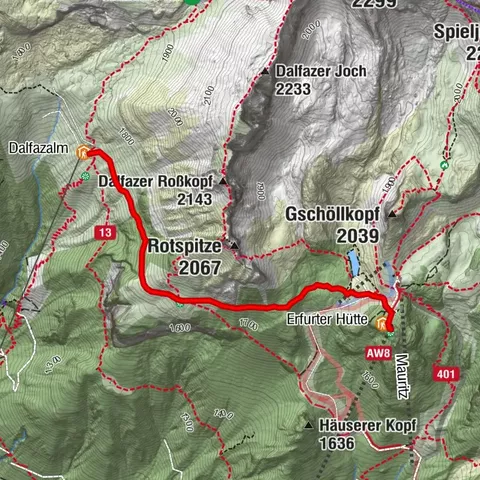 Bergstation Rofan Seilbahn - Dalfaz Alm - Bergstation Rofan Seilbahn