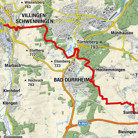 East Route: Villingen - Bad Dürrheim-Sunthausen