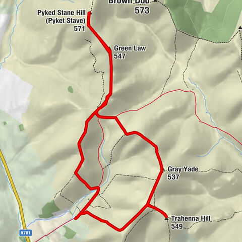 Scottish Borders - Trahenna Hill - Gray Yade - Pyked Stane Hill (Pyket Stave)