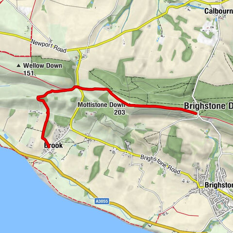 Brighstone - Mottistone Down - Dunsbury - Brook