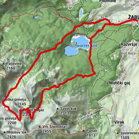 Žabljak - Mala previja - Terzin bogaz - Velika previja