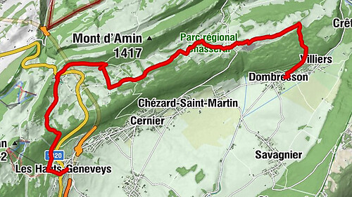 Les Hauts-Geneveys - Relais de la vue des Alpes - Temple de Dombresson - Dombresson