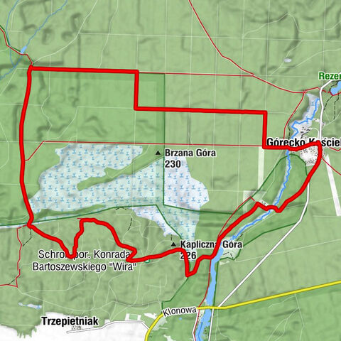 Górecko Kościelne - Kościół pw. Świętego Stanisława Biskupa i Męczennika w Górecku Kościelnym - Kapliczna Góra - Schron por. Konrada Bartoszewskiego "Wira"
