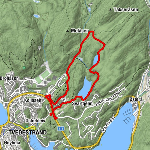 Tvedestrand - Kollåsen - Svarttjenn