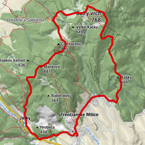 Mitická/Minera - Macková - Ostrý vrch - Babky