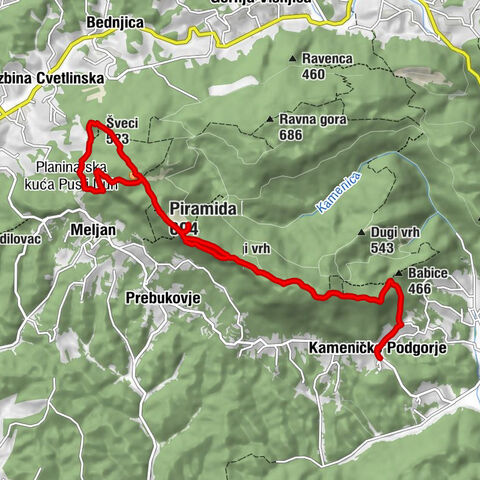 Kameničko Podgorje - Dugi vrh - Piramida Ravna Gora - Šveci
