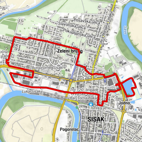 Gradska četvrt Centar - Sisak - Jodno - Gradska četvrt Zeleni brijeg