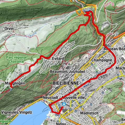 Magglingen - Kapelle Magglingen - Steibruch Beizli - Nidau