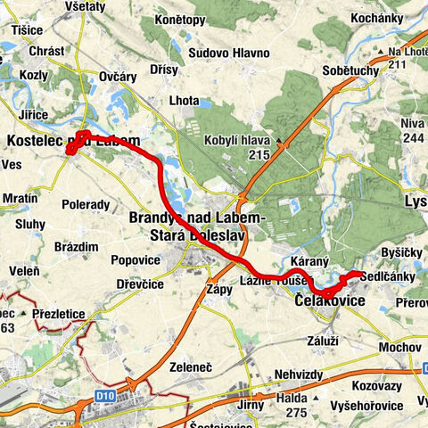 Kostelec nad Labem - Brandýs nad Labem-Stará Boleslav - Čelákovice - Kostel Nanebevzetí Panny Marie