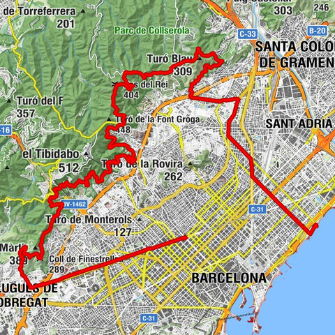 Diagonal - Turó del Maltall de Magarola - Turó del Trac - Poblenou