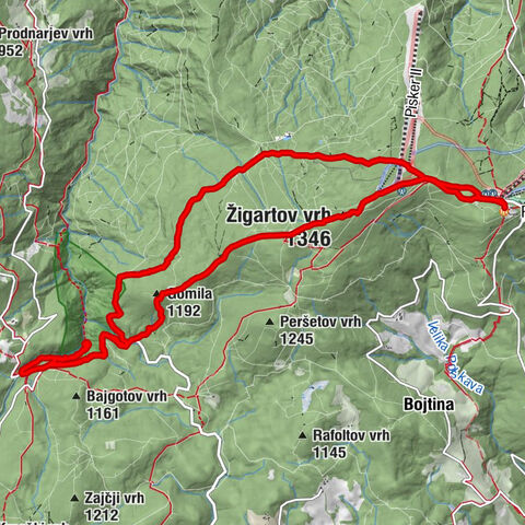 Ruška koča - veliki slap Šumik