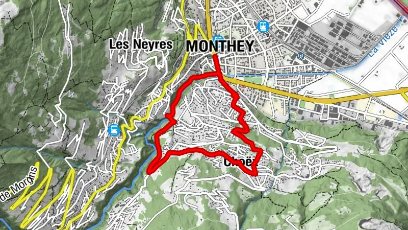 Hiking trail along the Vièze gorges