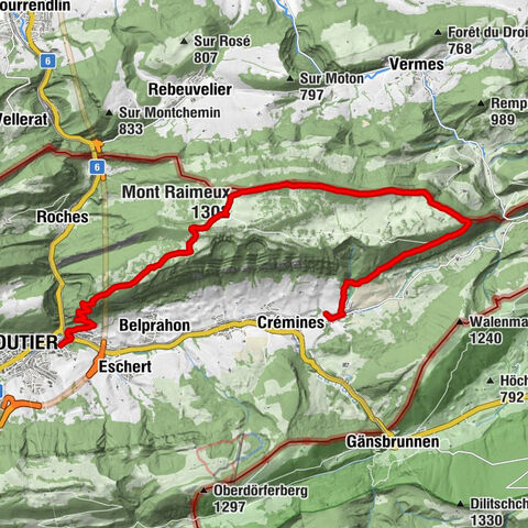 Von Moutier via Mont Raimeux nach Corcelles