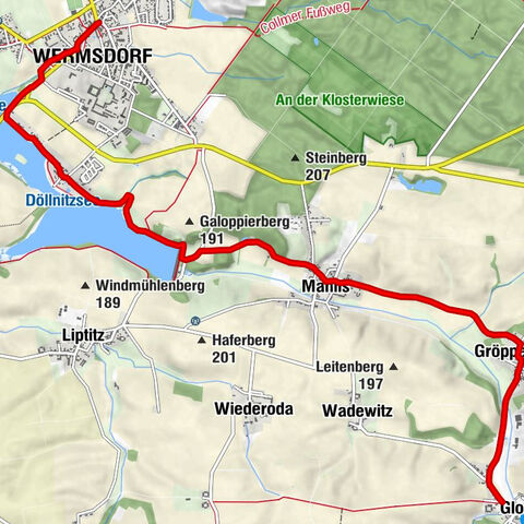 Luther Trail Saxony - Access route from Wermsdorf to Glossen