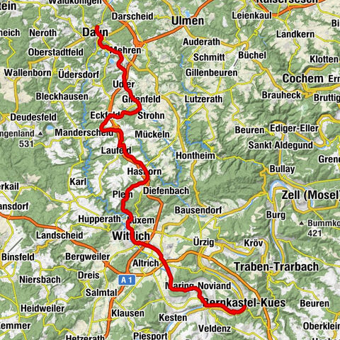 Star route around Bernkastel-Kues - Route 1: On the Maare-Mosel cycle path